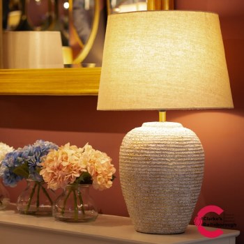 Tiana Ceramic Table Lamp Ridged 43cm