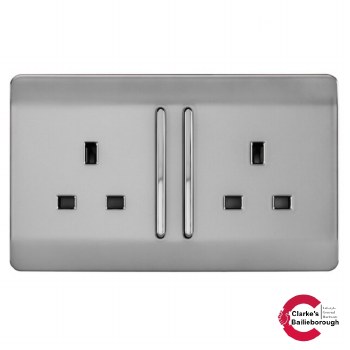 Trendi Switch 2 Gang Stainless Steel Wall Socket
