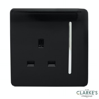Trendi Switch 1 Gang Gloss Black Wall Socket