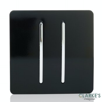 Trendi Switch 2 Gang Gloss Black Rocker Switch