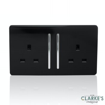 Trendi Switch 2 Gang Gloss Black Wall Socket