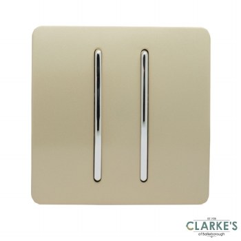 Trendi Switch 2 Gang Gloss Gold Rocker Switch