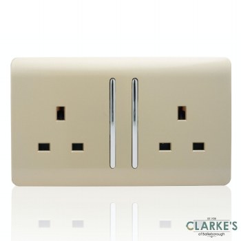 Trendi Switch 2 Gang Gloss Gold Wall Socket