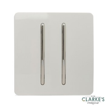 Trendi Switch 2 Gang Gloss White Rocker Switch