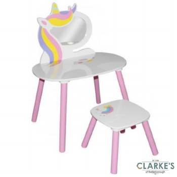 Sweet Unicorn Table with Mirror and Stool