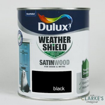 Dulux Weather Shield Satinwood Paint Black 750 ml