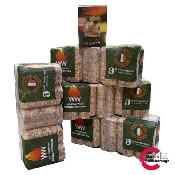 Willow Warm Briquettes - Pack of 4 + Free Wood Wool Firelighters