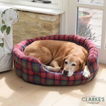 Check Oval Dog Bed Large