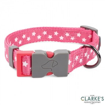 Walk About Starry Pink Dog Collar Large