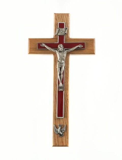 CONFIRMATION CRUCIFIX WITH RED EPOXY 10&quot;