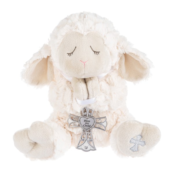 13'' SERENITY LAMB WITH CROSS