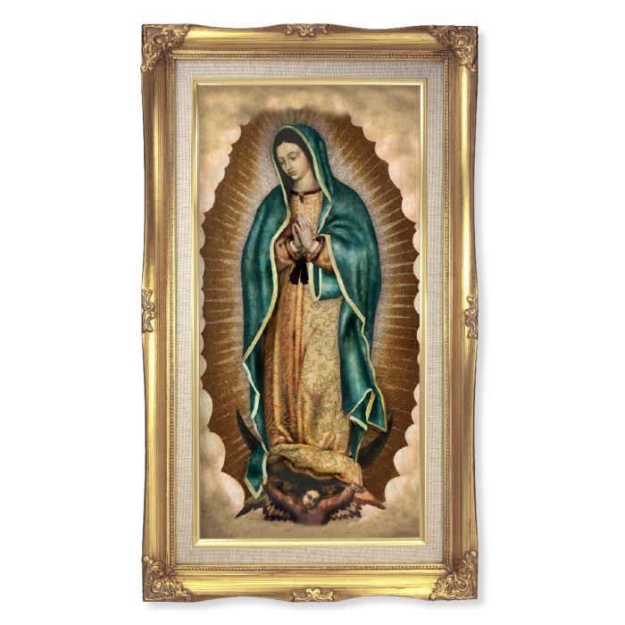 LARGE OUR LADY OF GUADALUPE GOLD FRAMED IMAGE
