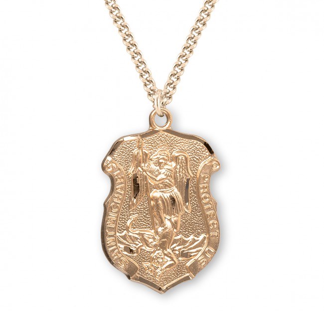ST MICHAEL GOLD OVER STERLING SILVER BADGE MEDAL