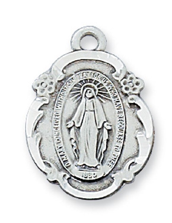 SS MIRACULOUS MEDAL WITH TINY FLOWERS