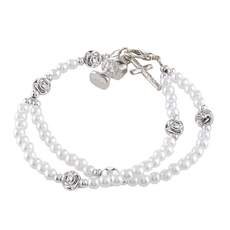 1ST COMMUNION PEARL ROSARY BRACELET