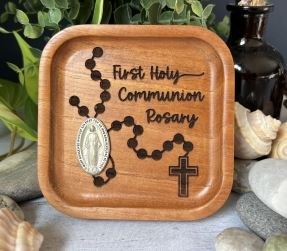 1ST HOLY COMMUNION PRAYER TRAY CEDAR