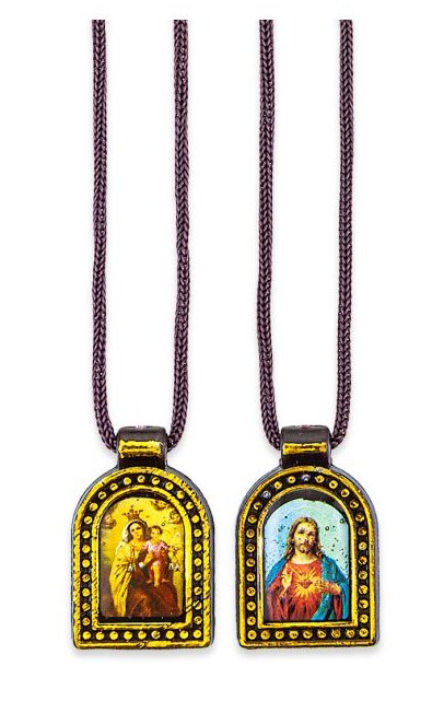 GOLD PLASTIC SCAPULAR W/ COLORED IMAGES