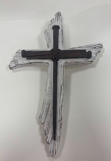 3 NAIL CROSS WHITE WOOD