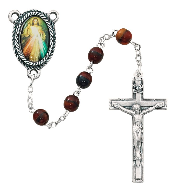 RED MARBLE DIVINE MERCY ROSARY