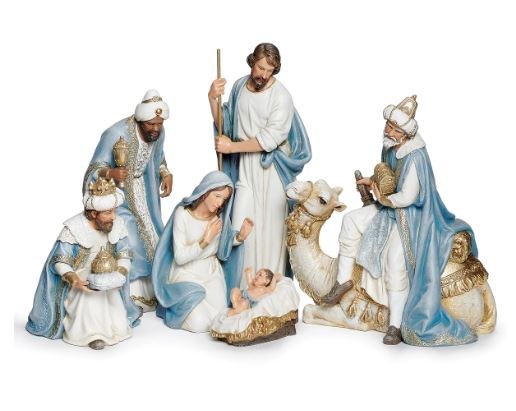 6 PIECE KINGS NATIVITY BLUE 9.25"