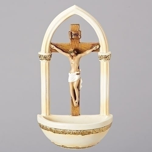 7&quot; CRUCIFIX HOLY WATER FONT