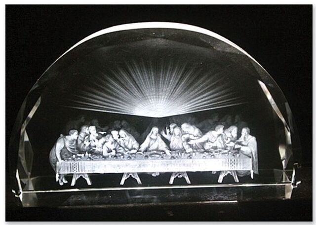 7&quot; ETCHED GLASS LAST SUPPER