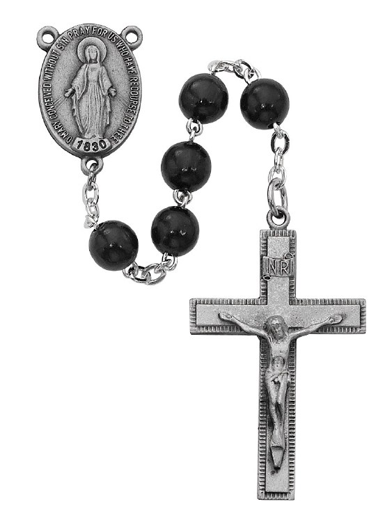 SS BLACK WOOD ROSARY