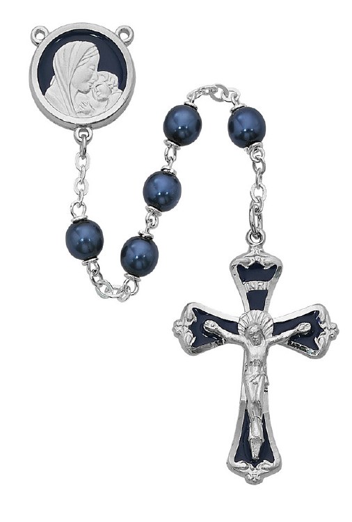 7MM BLUE ROSARY WITH W/ EPOXY