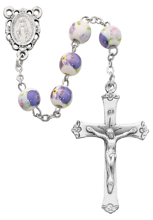 8MM CERAMIC FLOWER ROSARY
