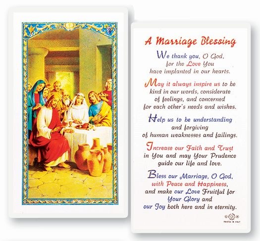 A MARRIAGE BLESSING PRAYER CARD
