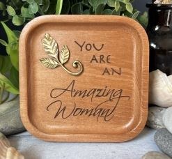 AMAZING WOMAN PRAYER TRAY CEDAR