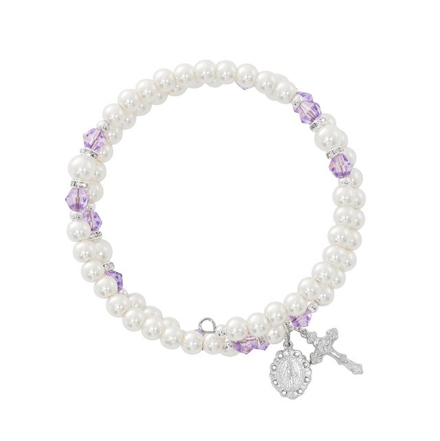 AMETHYST AND PEARL ROSARY WRAP BRACELET