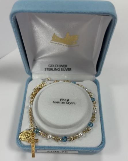 AQUA CRYSTAL WITH PEARL BRACELET