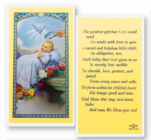 BABY'S BAPTISMAL PRAYERCARD