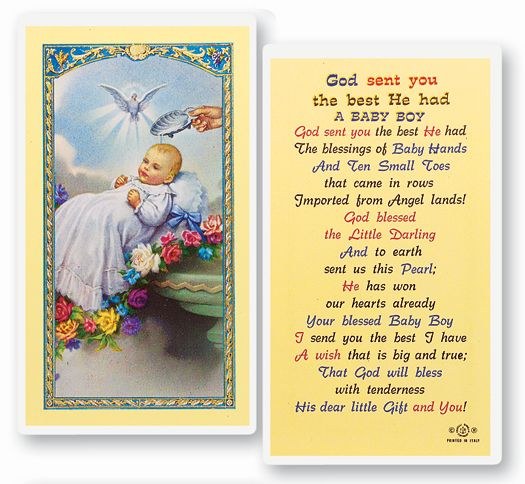 BABY BOY BAPTISM PRAYER CARD