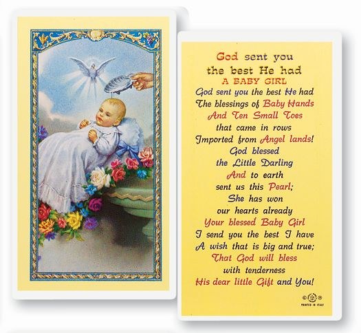 BABY GIRL BAPTISM PRAYER CARD