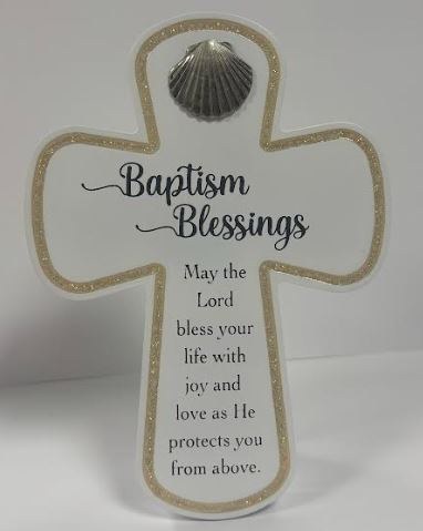 BAPTISM BLESSING WHITE AND GOLD CROSS