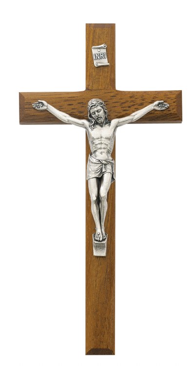 8" BEVELED WALNUT CRUCIFIX