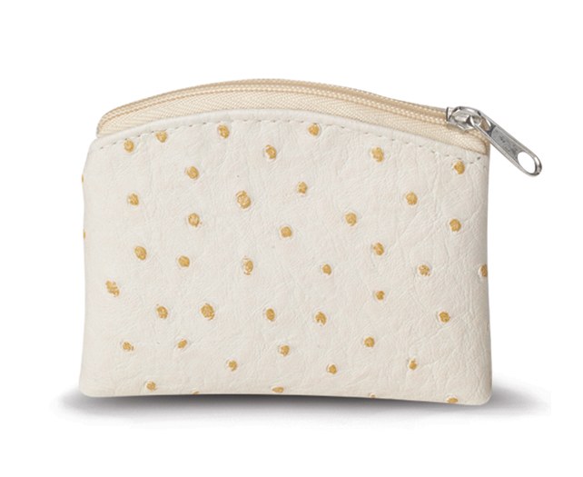 BEIGE OSTRICH SKIN PATTERN ROSARY POUCH