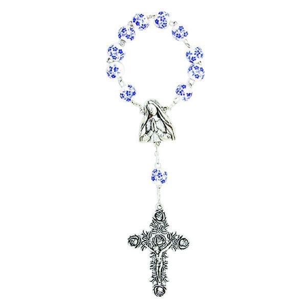 BLUE AND WHITE PORCELAIN ONE DECADE ROSARY