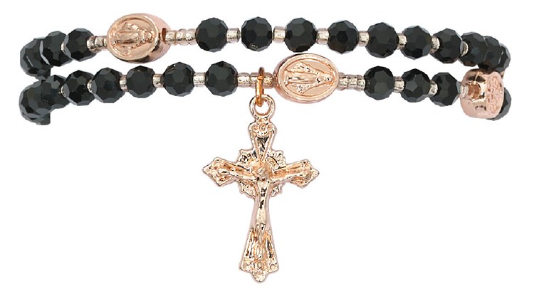 BLACK/COPPER TWIST ROSARY BRACELET