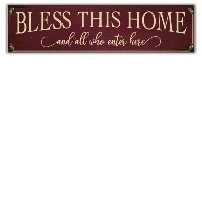 BLESS THIS HOME PORCH SIGN RED