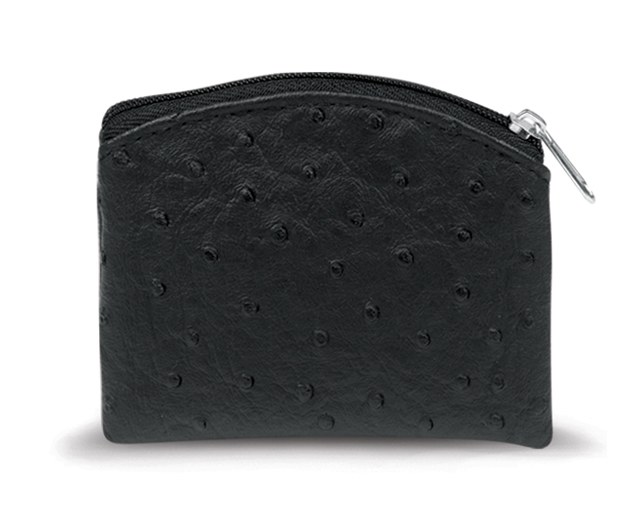 BLACK OSTRICH SKIN PATTERN ROSARY POUCH