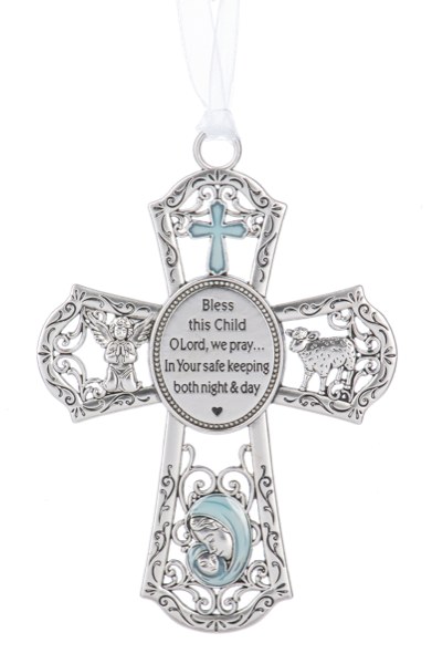 BLUE CRIB CROSS BLESS THIS CHILD