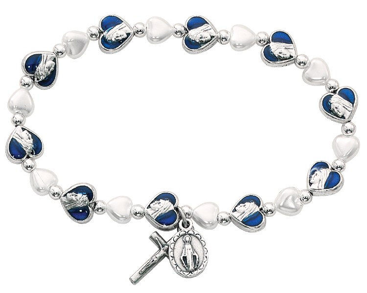 BLUE ENAMEL HEART STRETCH BRACELET