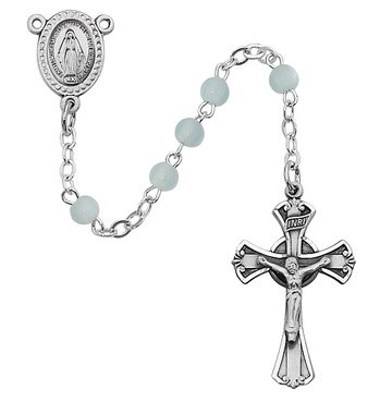 BLUE GLASS ROSARY 3MM