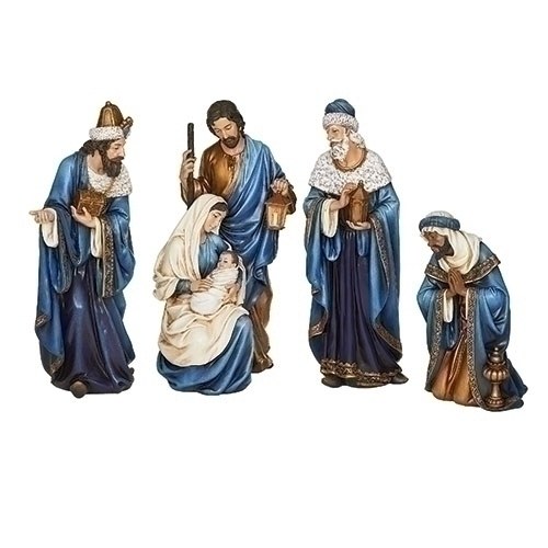 4PC BLUE/GOLD NATIVITY SET