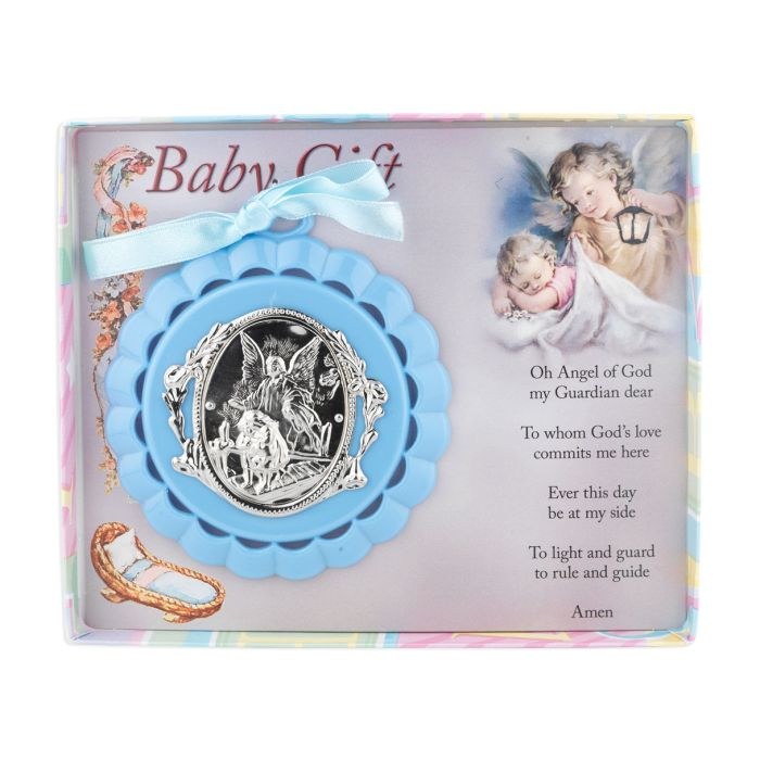 BLUE GUARDIAN ANGEL CRIB MEDAL