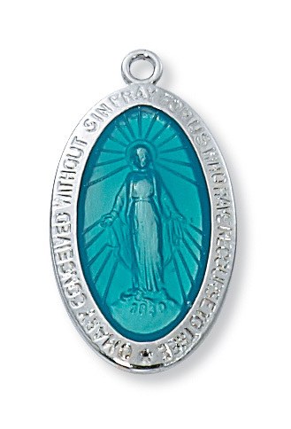 BLUE OVAL MIRACULOUS MEDAL
