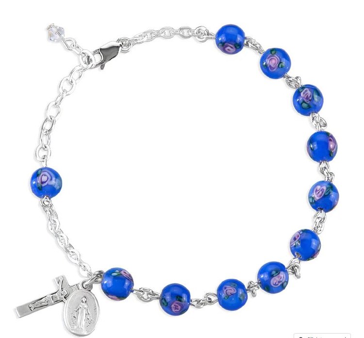 BLUE ROSEBUD CZECH GLASS BEAD